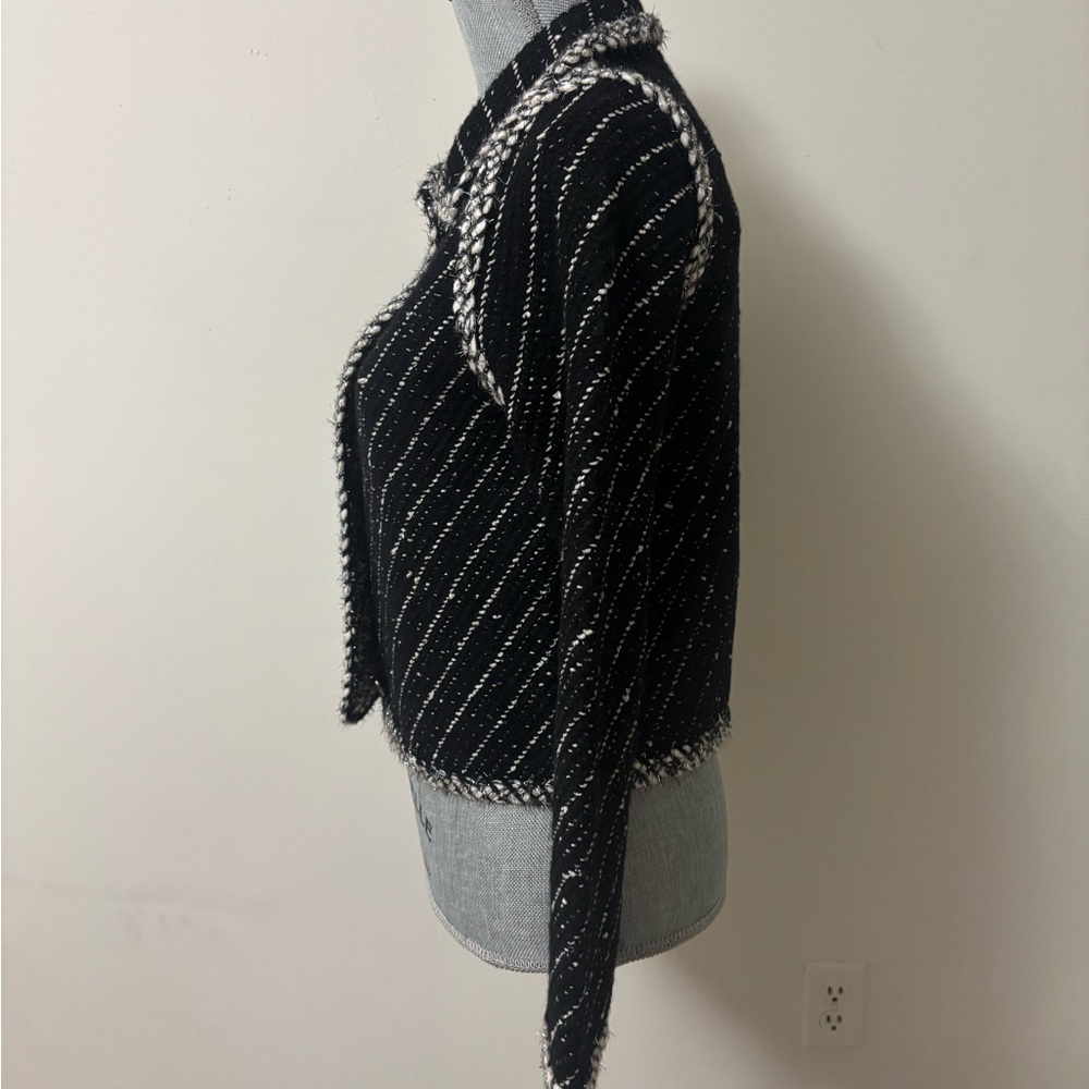 Zara Black Tweed Style Combination Knit Jacket - Picture 6 of 9